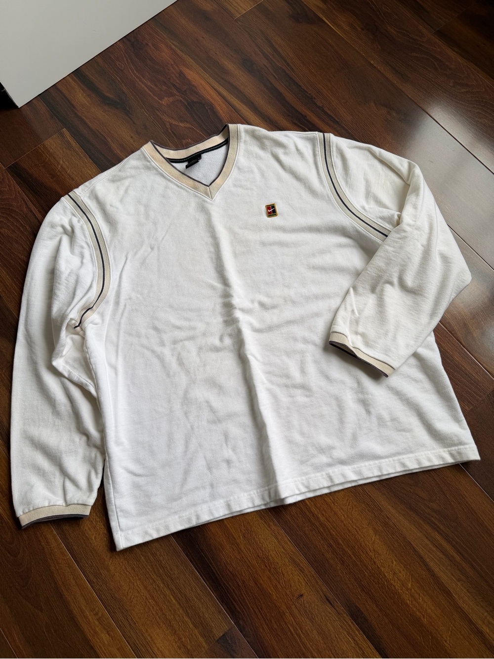 VTG 90s Nike Court V-Neck Pullover Challenge Sweatshirt Men’s 2XL Agassi Stains